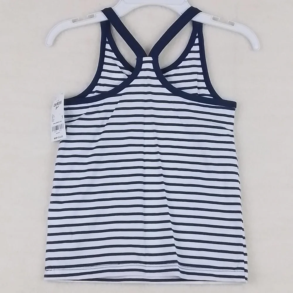 OshKosh Cotton RacerBack Tank Girl's‎ Size 5 in navy white stripes